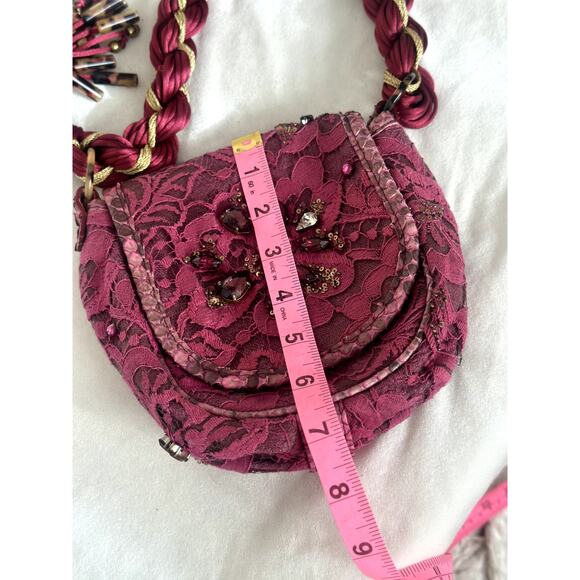 Vintage Donna Karan Collection Burgundy Lace Purse Boho Chic Whimsygoth - Picture 6 of 14